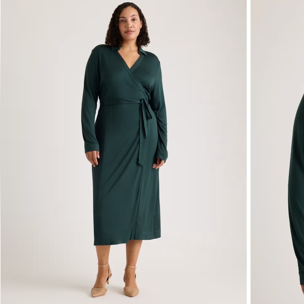 Quince 100% Silk Jersey Midi Wrap Dress (Sm) NWT